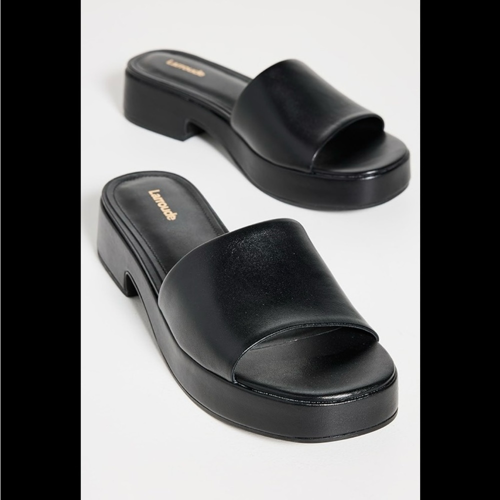 Larroudé Athena Black Slide Sandals
